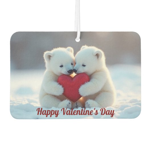 Polar Bear Cubs Valentine Air Freshener カーエアーフレッシュナー (正面)
