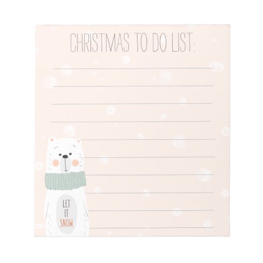 Polar bear - Cute Christmas To Do Listメモ帳 ノートパッド (正面)