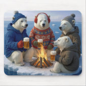 Polar Bear Drinking Around a Campfire  マウスパッド (正面)