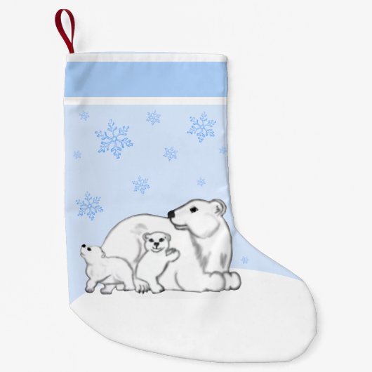 Polar Bear Family Christmas Stocking スモールクリスマスストッキング (正面)