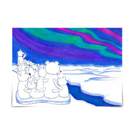 Polar Bear Family Northern Lights養子縁組カード カード