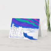 Polar Bear Family Northern Lights養子縁組カード カード (正面)