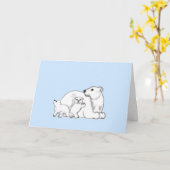 Polar Bear Family Winter Love Card カード (黄色い花)