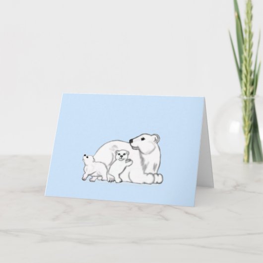 Polar Bear Family Winter Love Card カード (正面)