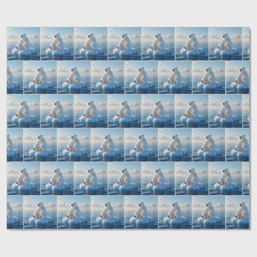 Polar Bear Floating On an Ice Floe ラッピングペーパー (フラット)