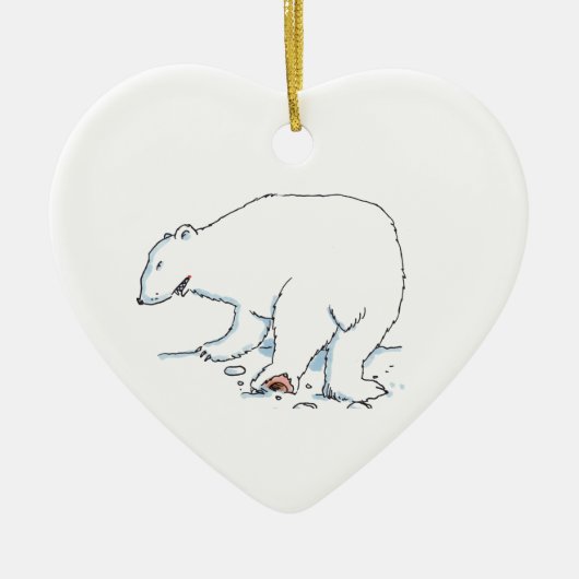 Polar Bear heart ceramic ornament セラミックオーナメント (正面)