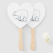 Polar Bear heart hand fans ハンドファン (正面&裏面)