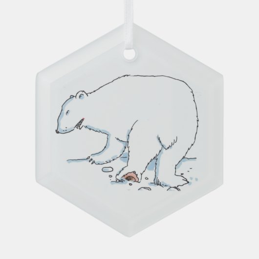 Polar Bear hexagon glass ornament ガラスオーナメント (正面)