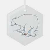 Polar Bear hexagon glass ornament ガラスオーナメント (正面)