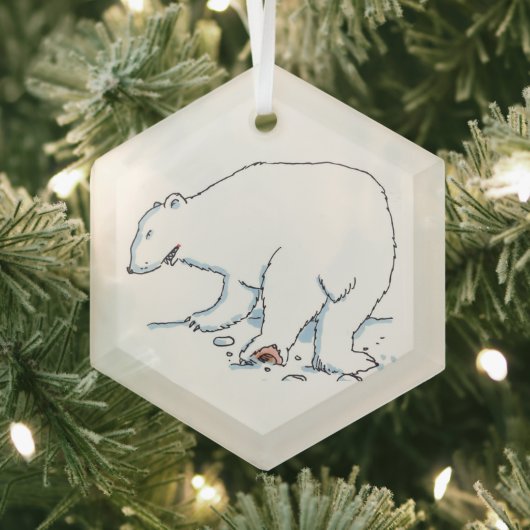 Polar Bear hexagon glass ornament ガラスオーナメント (インサイチュ)