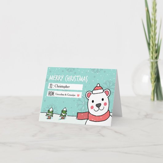 Polar Bear Holiday Money Gift Card カード (正面)