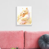 Polar Bear Hug with Baby Girl Nursery Wall Poster キャンバスプリント (インサイチュ (リビング))