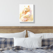 Polar Bear Hug with Baby Girl Nursery Wall Poster キャンバスプリント (インサイチュ (寝室))