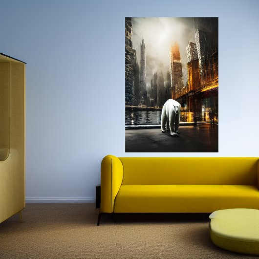 Polar bear in the city | AI Art Poster ポスター
