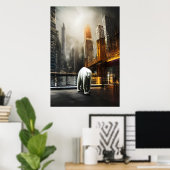 Polar bear in the city | AI Art Poster ポスター (ホームオフィス)