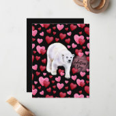 Polar Bear Love Valentine’s Day Card in Black ノートカード (正面/裏面インサイチュ)
