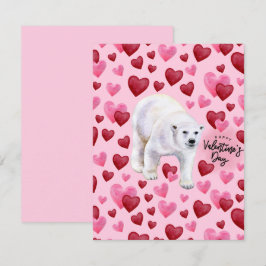 Polar Bear Love Valentine’s Day Card in Pink ノートカード