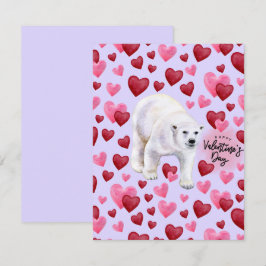 Polar Bear Love Valentine’s Day Card in Purple ノートカード