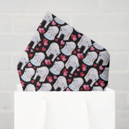 Polar Bear Love Valentine's Tissue Paper in Black 薄葉紙