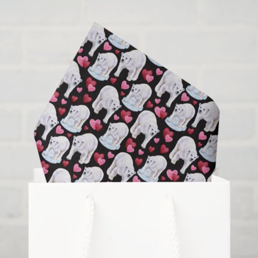 Polar Bear Love Valentine's Tissue Paper in Black 薄葉紙 (ギフトバッグ)