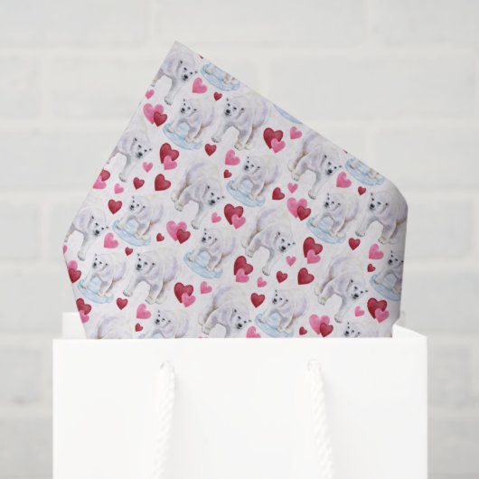 Polar Bear Love Valentine's Tissue Paper in White 薄葉紙 (ギフトバッグ)
