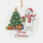 Polar Bear Merry Christmas Ornament - Personalized セラミックオーナメント (正面)