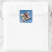 Polar Bear Mid-air on a Snowboard スクエアシール (バッグ)