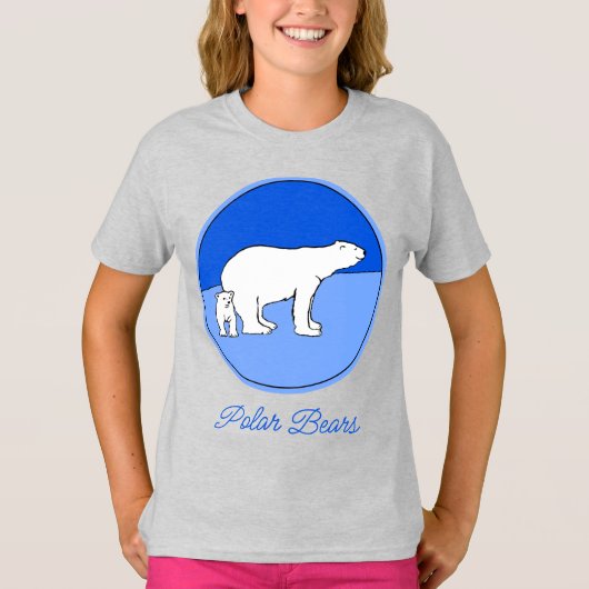 Polar Bear Mom and Cub Painting - Wildlife Art T-S Tシャツ (正面)