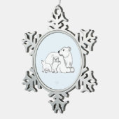 Polar Bear Mom & Cubs Snowflake Framed Ornament スノーフレークピューターオーナメント (右)