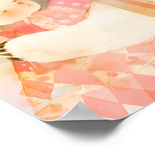 Polar Bear Mother and Cub Cuddle Nursery Poster ポスター (角)