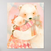 Polar Bear Mother and Cub Cuddle Nursery Poster ポスター (正面)