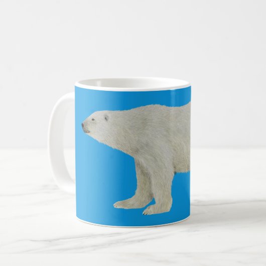 Polar Bear mug on Blue コーヒーマグカップ (正面左)