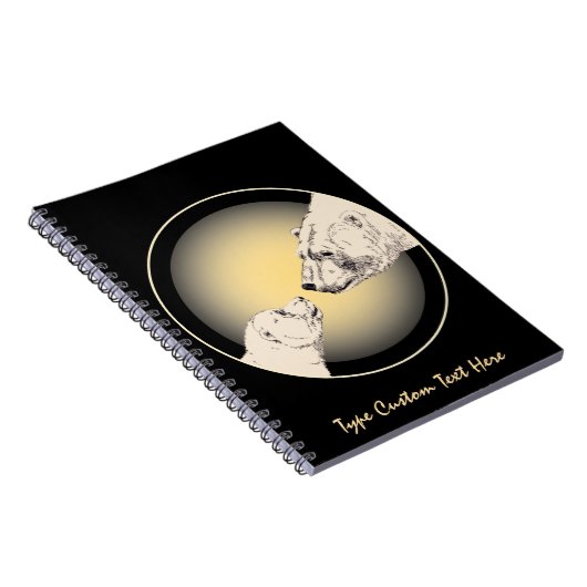 Polar Bear Notebook Personalized Bear Art Notebook ノートブック (右側)