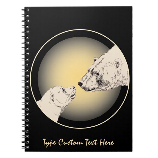 Polar Bear Notebook Personalized Bear Art Notebook ノートブック (正面)