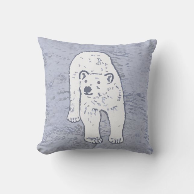 Polar Bear on Ice絵画's -オリジナル野生動物アート アウトドアクッション (正面)