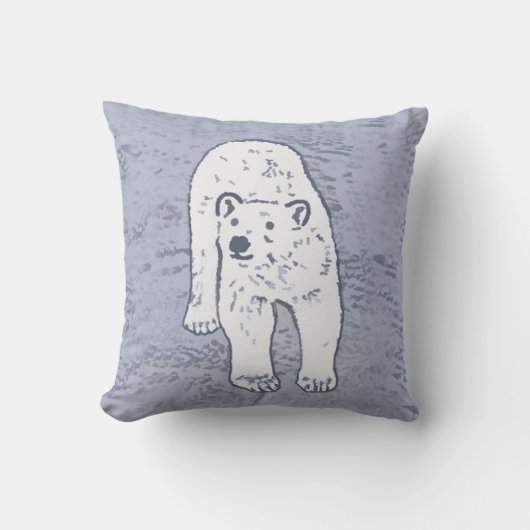 Polar Bear on Ice絵画's -オリジナル野生動物アート クッション (正面)