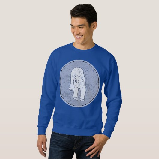 Polar Bear on Ice絵画's -オリジナル野生動物アート スウェットシャツ (正面フル)