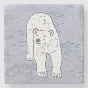 Polar Bear on Ice絵画's -オリジナル野生動物アート ストーンコースター