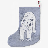 Polar Bear on Ice絵画's -オリジナル野生動物アート スモールクリスマスストッキング (裏面)