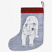 Polar Bear on Ice絵画's -オリジナル野生動物アート スモールクリスマスストッキング (裏面)