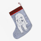 Polar Bear on Ice絵画's -オリジナル野生動物アート スモールクリスマスストッキング (裏面 (吊り時))