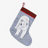Polar Bear on Ice絵画's -オリジナル野生動物アート スモールクリスマスストッキング (正面 (吊り時))