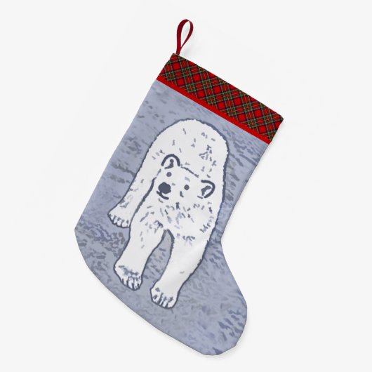 Polar Bear on Ice絵画's -オリジナル野生動物アート スモールクリスマスストッキング (正面 (吊り時))