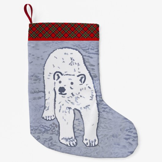 Polar Bear on Ice絵画's -オリジナル野生動物アート スモールクリスマスストッキング (正面)