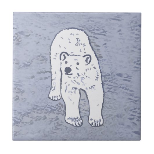 Polar Bear on Ice絵画's -オリジナル野生動物アート タイル (正面)