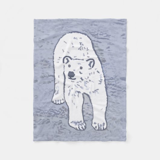 Polar Bear on Ice絵画's -オリジナル野生動物アート フリースブランケット (正面)