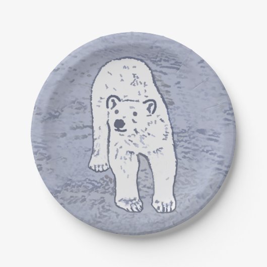 Polar Bear on Ice絵画's -オリジナル野生動物アート ペーパープレート (正面)