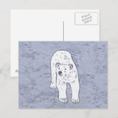Polar Bear on Ice絵画's -オリジナル野生動物アート ポストカード (正面/裏面)
