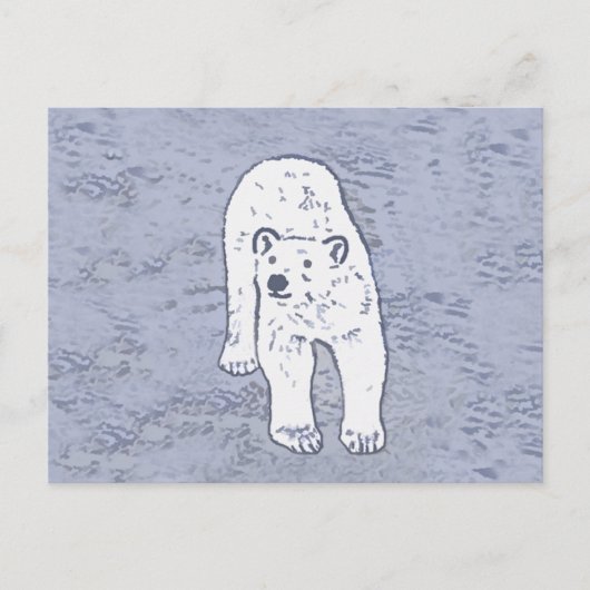 Polar Bear on Ice絵画's -オリジナル野生動物アート ポストカード (正面)