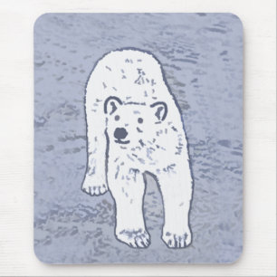 Polar Bear on Ice絵画's -オリジナル野生動物アート マウスパッド